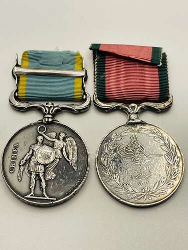 Crimea Medal 1854-56 & Turkish Crimea Medal Pair. DIED COLDSTREAM GUARDS