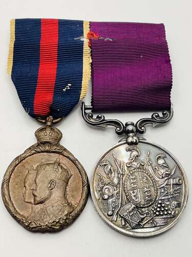 Coronation Medal & Long Service Good Conduct Coldstream Guards & Liverpool Regiment