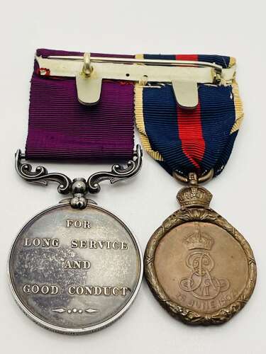 Coronation Medal & Long Service Good Conduct Coldstream Guards & Liverpool Regiment